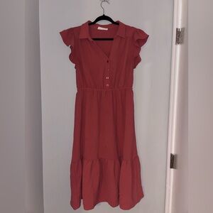 Lucky Brand Red Buttondown Midi Dress